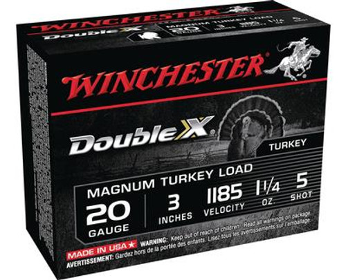 Double X Magnum Turkey Loads Copper Plated Buffered 20 Gauge 3 Inch 1185 FPS 1.25 Ounce 5 Shot - 020892011045
