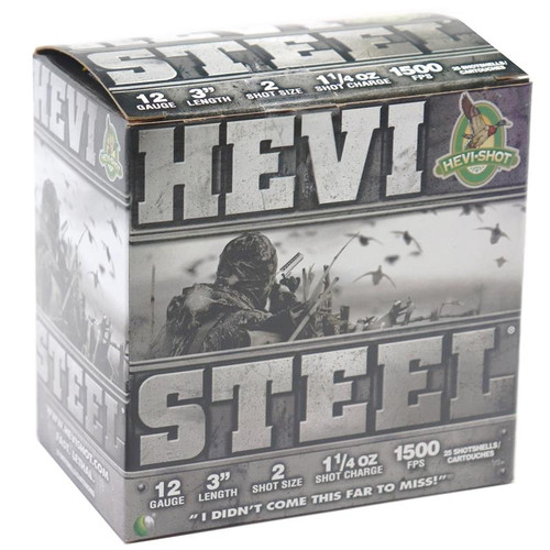 HEVI-Shot HS60002 Hevi-Steel  12 Gauge 3" 1 1/4 oz 2 Shot 25 Bx/ 10 Cs - 816383600023