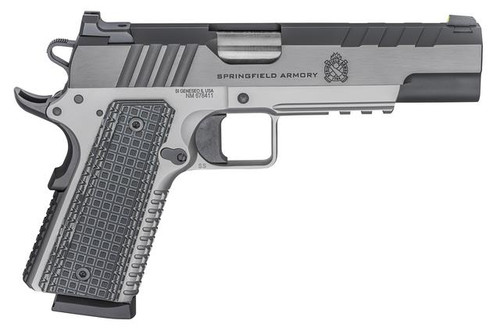 Springfield Armory PX9220L 1911 Emissary 45 ACP 5" 8+1 Stainless Steel Frame with Rail Blued Carbon Steel with Tri-Top Cut Slide Black VZ Thin-Line G10 Grip - 706397934491