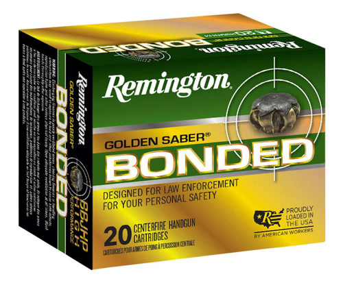 Remington Ammunition GSB9MMDB Golden Saber Bonded 9mm Luger +P 124 gr Brass Jacket Hollow Point (BJHP) 20 Bx/ 25 Cs - 047700494500