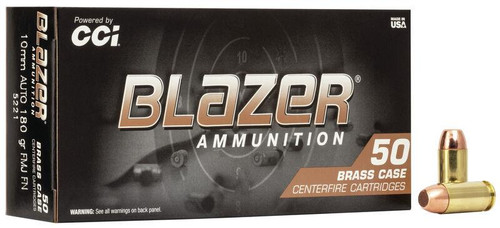 CCI 5221 Blazer Brass 10mm Auto 180 gr Full Metal Jacket (FMJ) 50 Bx/ 20 Cs - 604544656275