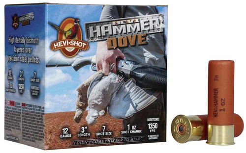 HEVI-Shot HS29137 HEVI-Hammer Dove 12 Gauge 3" 1 oz 1350 fps Steel, Bismuth 7 Shot 25 Bx/10 Cs - 816383004227