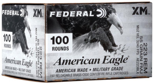 Federal AE223BLX American Eagle  223 Rem 55 gr Full Metal Jacket Boat-Tail (FMJBT) 100 Bx/ 5 Cs - 604544671872