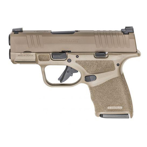 Springfield Armory HC9319F Hellcat Micro-Compact 9mm Luger 3" 13+1, 11+1 Flat Dark Earth Frame Flat Dark Earth Cerakote Steel with Top Serrations Slide Adaptive Textured Flat Dark Earth Polymer Grip -