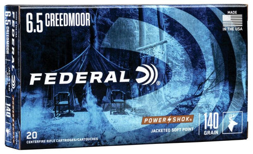 Federal 65CRDB Power-Shok  6.5 Creedmoor 140 gr 2750 fps Jacketed Soft Point (JSP) 20 Bx/10 Cs - 604544638301