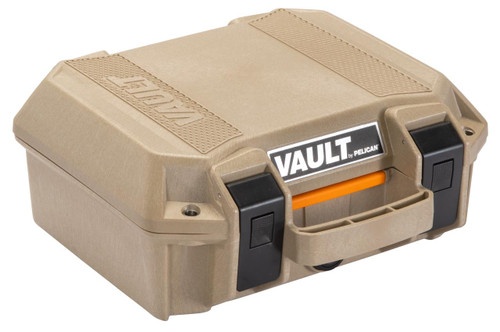 Pelican VCV100 Vault Case Small Size made of Polymer with Tan Finish, Heavy Duty Handles, Foam Padding & 2 Push Button Latches 11" L x 8" W x 4.50" D Interior Dimensions - 019428170875