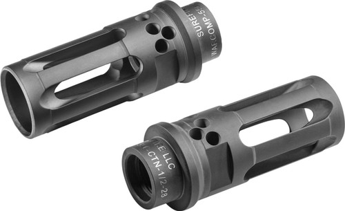 SureFire WARCOMP556CTN1228 Warcomp QD Flash Hider 22 Cal (5.56mm) 1/2"-28 tpi, Closed Tine 3-Prong, Ported Black Stainless Steel for AR/M4-Platform (SOCOM Suppressor Compatible) - 084871325516