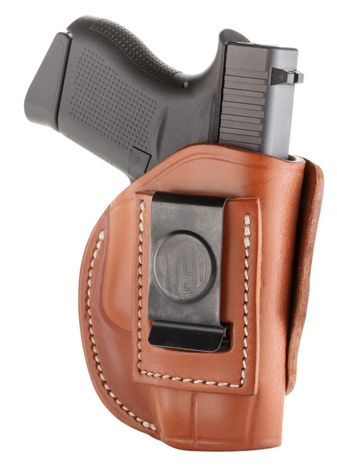 1791 Gunleather 4WH2CBRR 4-Way  IWB/OWB Size 02 Classic Brown Leather Belt Clip Compatible w/Ruger LCP/S&W Bodyguard/Glock 42/43/43X  Right Hand - 816161021781