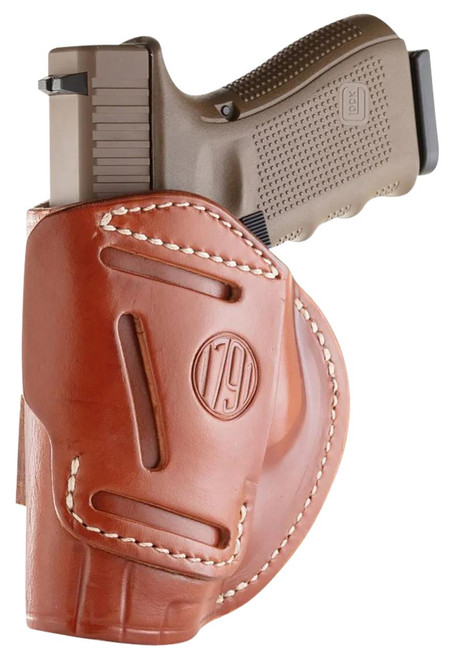 1791 Gunleather 4WH6CBRR 4-Way  IWB/OWB Size 06 Classic Brown Leather Belt Clip Compatible w/ Glock 17/Ruger American Pistol Ambidextrous - 816161025390