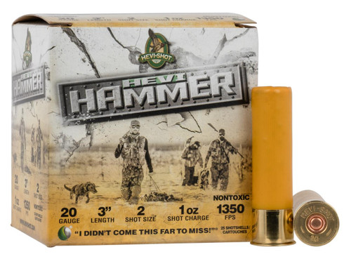 HEVI-Shot HS29002 HEVI-Hammer Waterfowl 20 Gauge 3" 1 oz 2 Shot 25 Per Box/ 10 Cs - 816383002124