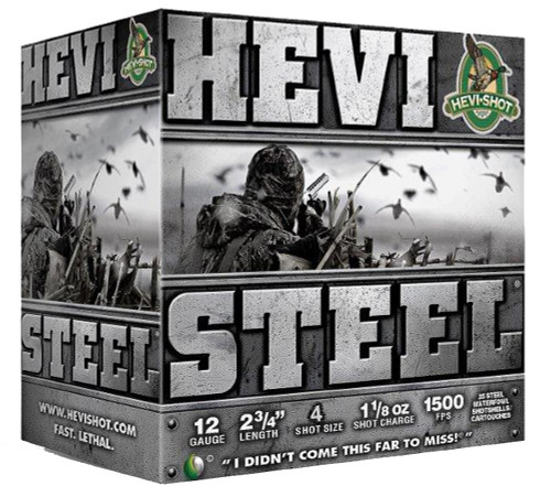HEVI-Shot HS61224 HEVI-Steel Waterfowl 12 Gauge 2.75" 1 1/8 oz 4 Shot 25 Per Box/ 10 Cs - 816383612248