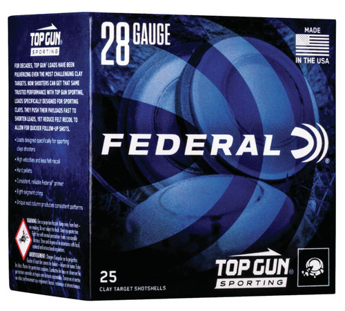 Federal TGS28218 Top Gun  28 Gauge 2.75" 3/4 oz 1330 fps 8 Shot 25 Bx 10 Cs - 604544646559