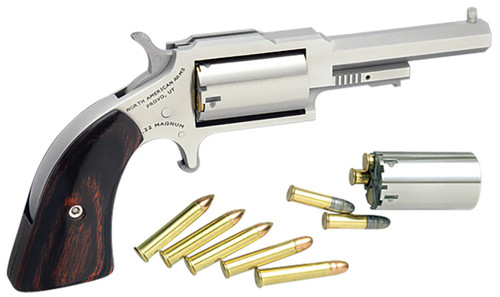 North American Arms 1860250C 1860 Sheriff 22 LR or 22 WMR Caliber with 2.50"  Barrel, 5rd Capacity Cylinder, Overall Stainless Steel Finish & Rosewood Boot Grip Includes Cylinder - 744253002397