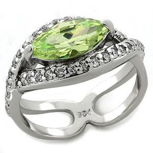 LOAS1225 - Rhodium 925 Sterling Silver Ring with AAA Grade CZ  in Apple Green color A874-LOAS1225