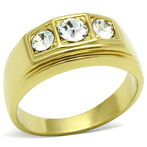 TK119G - IP Gold(Ion Plating) Stainless Steel Ring with Top Grade Crystal  in Clear A874-TK119G