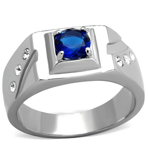 TK1929 - High polished (no plating) Stainless Steel Ring with Synthetic Synthetic Glass in Montana A874-TK1929