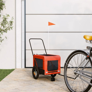Pet Bike Trailer Orange and Black Made from Oxford Fabric, Iron, PVC A949-93928