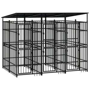 Dog Kennel Black Powder-coated steel 59.5 sq ft Durable A949-3097948