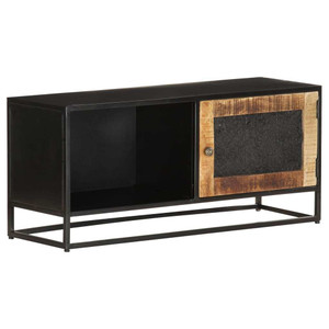 TV Cabinet Black, Brown Rough Mango Wood, Iron, MDF Medium A949-323150