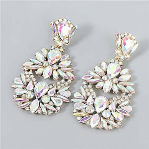Rhinestone Floral Abstract Prints U.S. Party Fashion Women Alloy Wholesale Costume Earrings - Lumin A392-fear7172