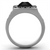 TK1356 - High polished (no plating) Stainless Steel Ring with Synthetic Synthetic Glass in Jet A874-TK1356