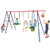 550 LBS 6-in-1 Patio Kids Swing Set with Climbing Net and Ladder-Green B593-NP11619