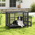 Foldable Heavy-Duty Metal Dog Cage Chew-proof Dog Crate with Lockable Universal Wheels - Color: Bla D681-PU10037