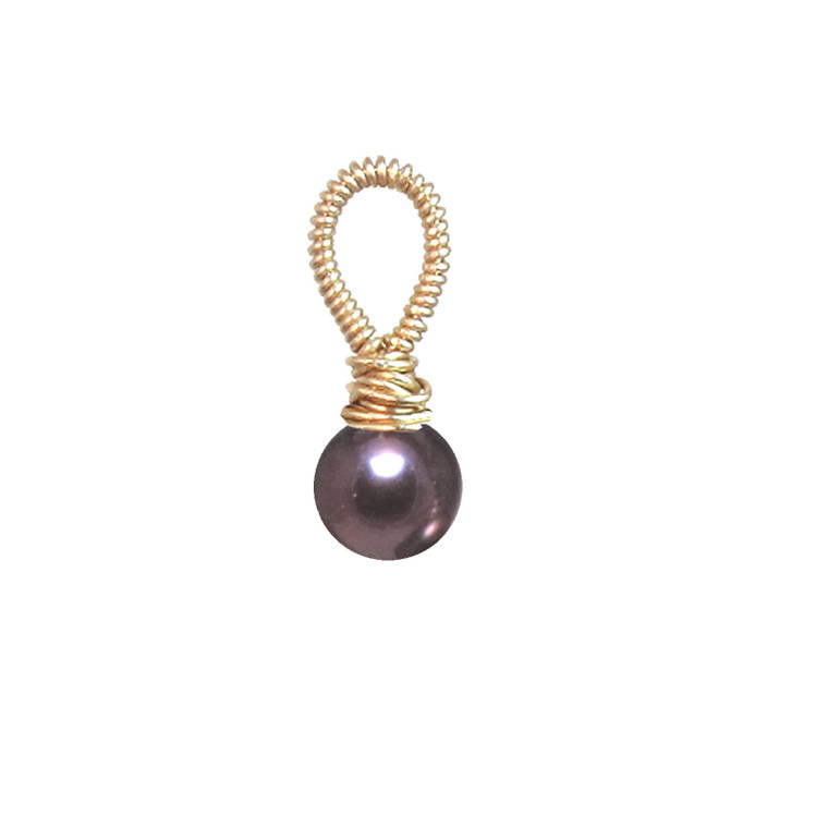 Dark pewter pearl - Gold L161-pendant dark pewter pearl-gold