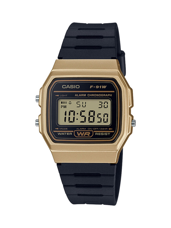 Casio Men's 'Classic' Quartz Metal and Resin Casual Watch, Color:Black (Model: F-91WM-9ACF) G818-F91WM-9A