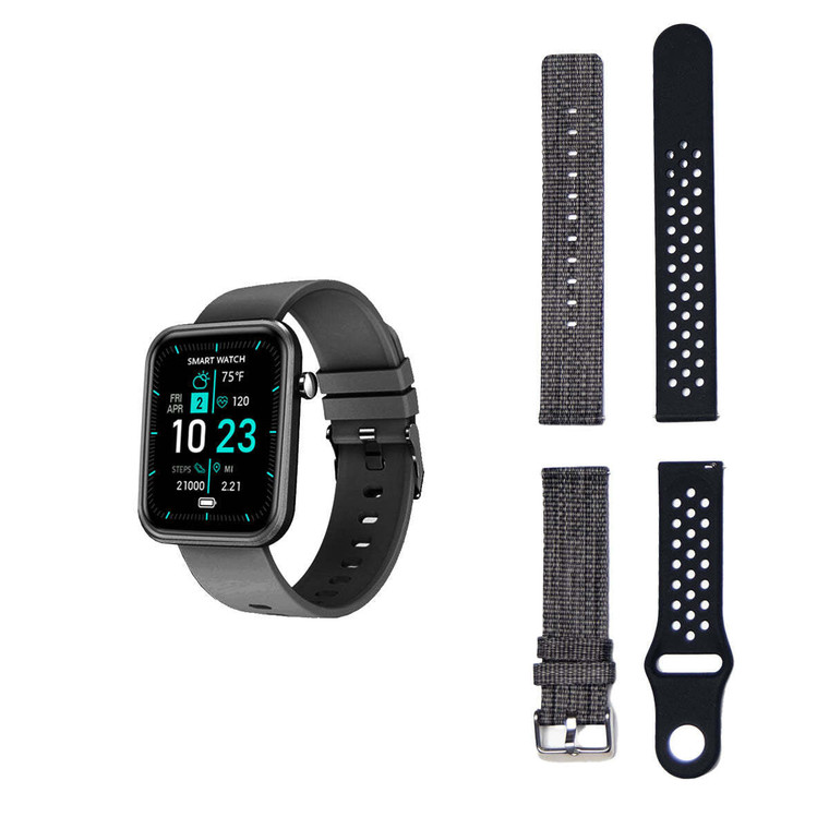 Color: BLACK - Advanced Smartwatch With Three Bands And Wellness + Activity Tracker K290-39484485075030