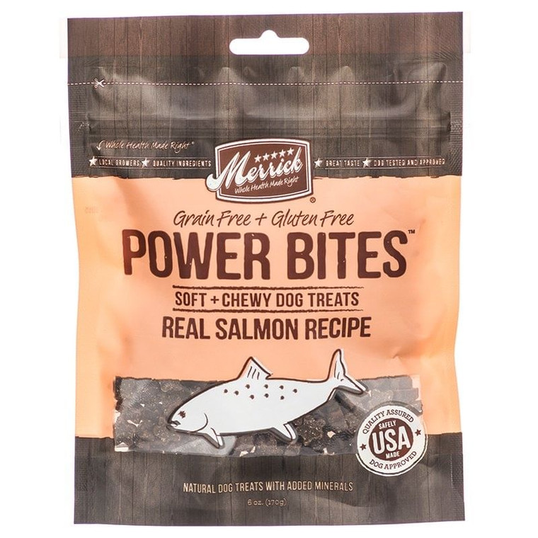 Merrick Power Bites Soft And Chewy Dog Treats Real Salmon Recipe 6 oz N274-LM01ME78525_b2b