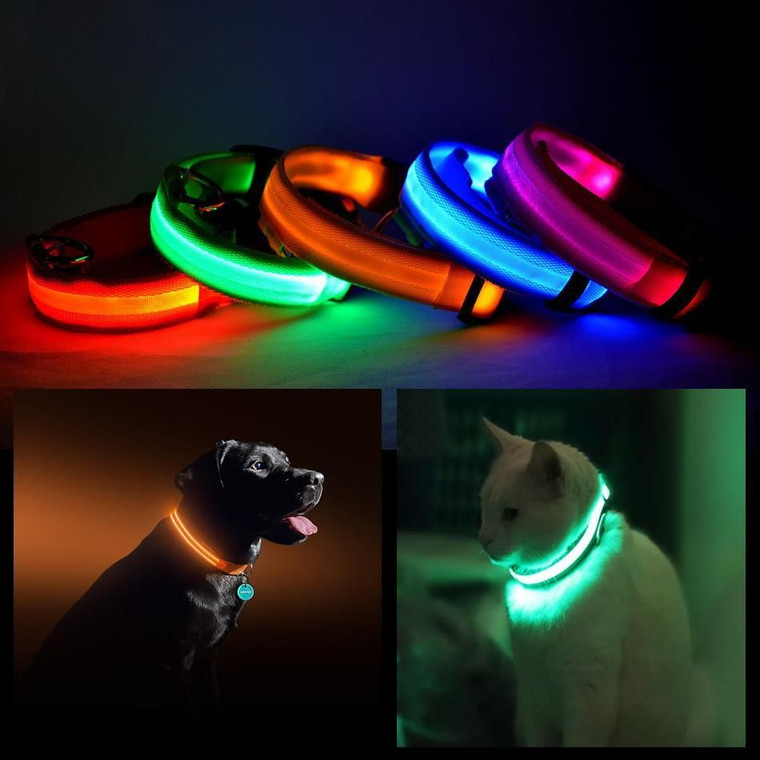 Color: HOT PINK,Size: SMALL - LED PET Safety Halo Style Collar K290-6184169504803