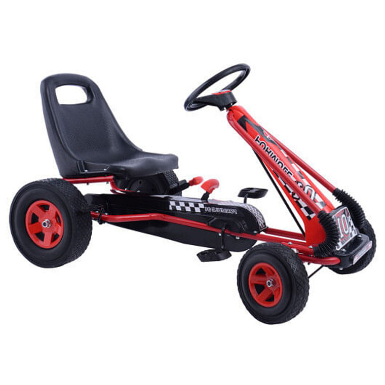 4 Wheels Kids Ride On Pedal Powered Bike Go Kart Racer Car Outdoor Play Toy-Red - Color: Red D681-TY283250RE