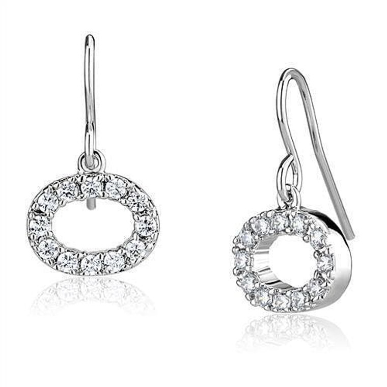 3W1278 - Rhodium Brass Earrings with AAA Grade CZ  in Clear A874-3W1278
