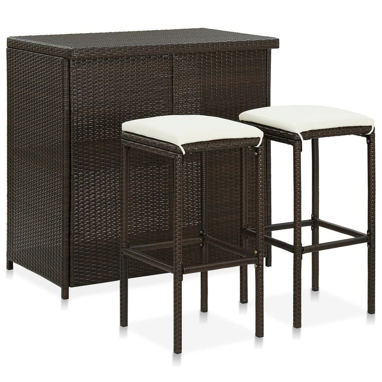  Bar Set Brown PE rattan, steel Large Bar Set Rectangular A949-313470