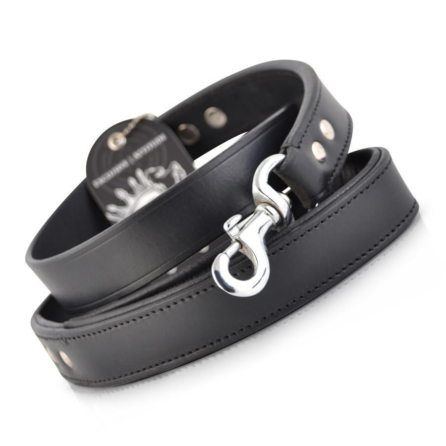 Classic Leather Dog Leash - Black