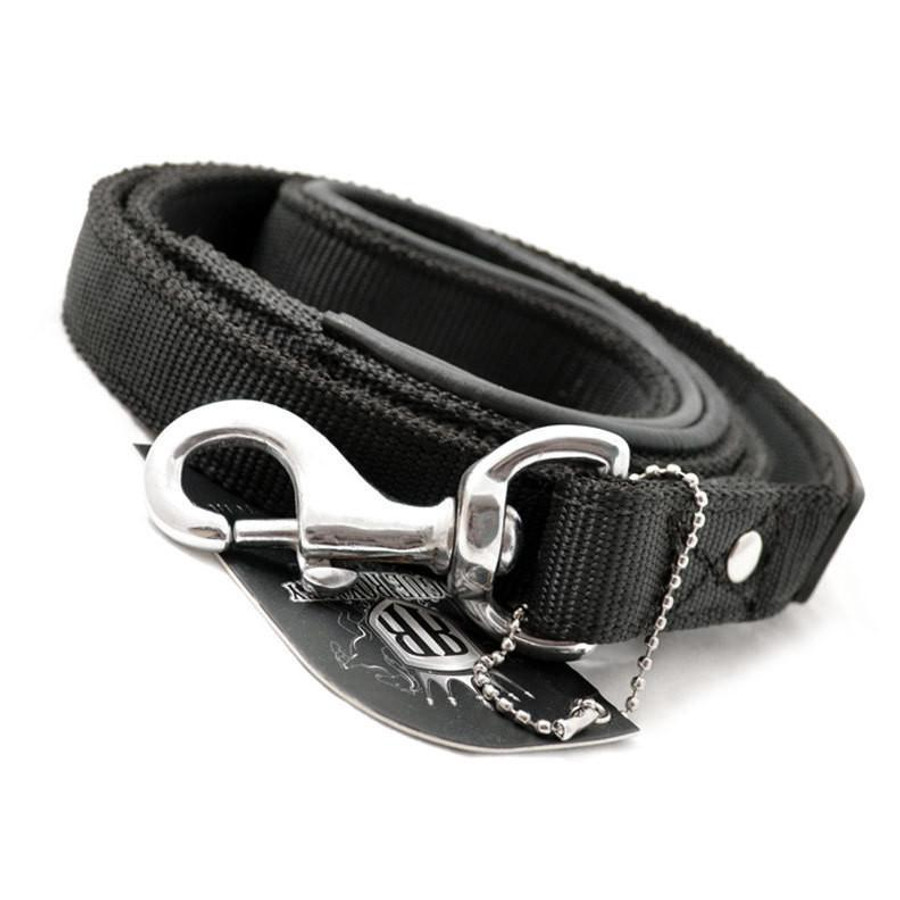 Matching plain black leash 6ft with Stainless Steel Clasp