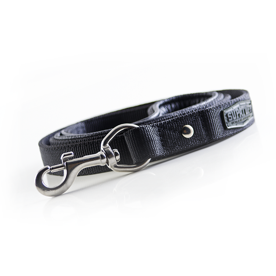 Matching plain black leash 120cm with Stainless Steel Clasp