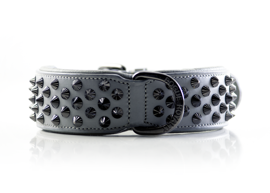 Ruthless Collar - Grey & Black (Flat Studs)
