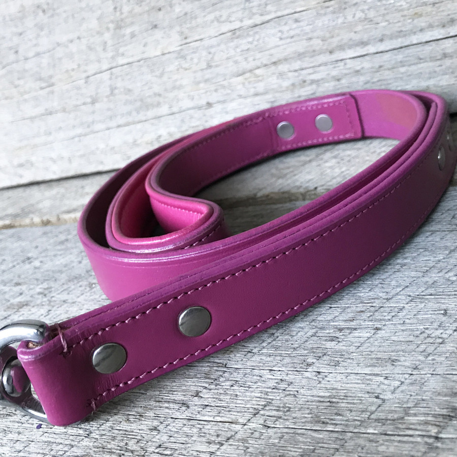 Classic Leather Dog leash - Pink