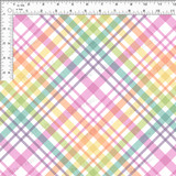 Colorful rainbow plaid in a diagonal direction.