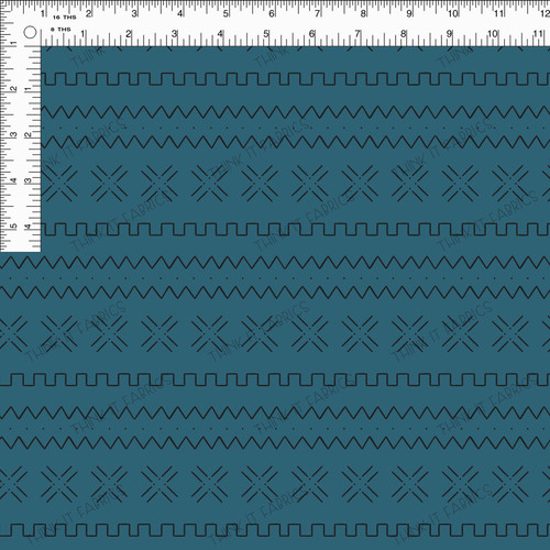 Fabric Print - Mud Cloth Geometric - Blue