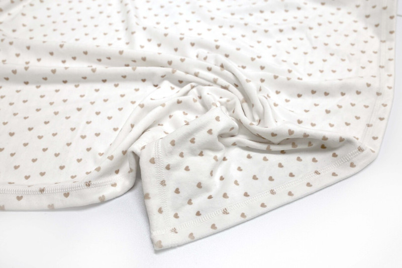 Cuddle Blanket - Taupe Hearts on White