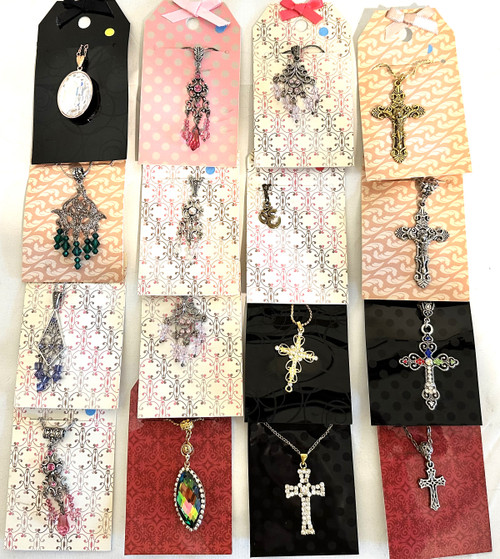 P-67 religious and Crystal pendant necklaces