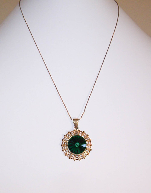 P-84 Emerald Green Rhinestone Pendant