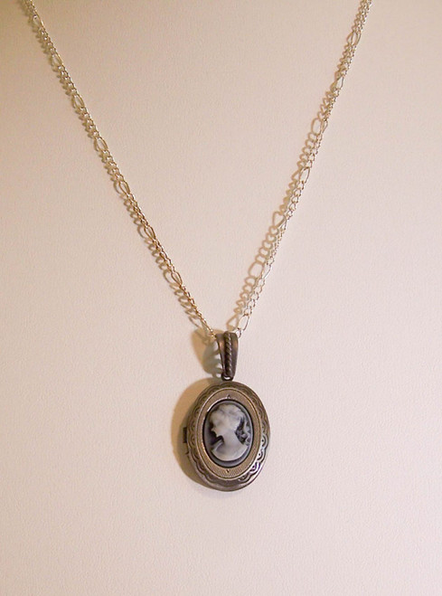 Blue Cameo Locket Jewelry Pendant Necklace