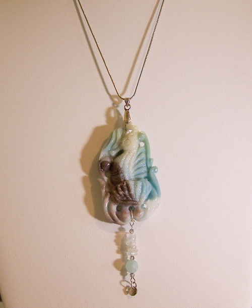 P-117 carved amazonite pendant