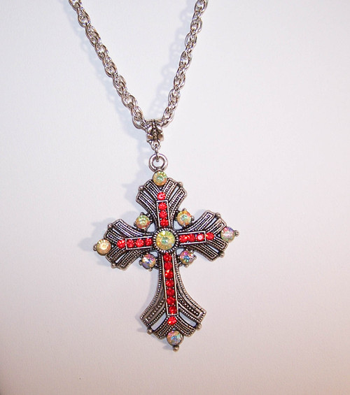 P-156 red rhinestone cross