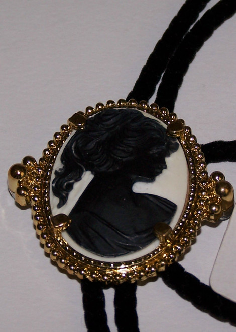 Black cameo bolo tie 15-011