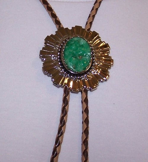 Green Acrylic Flower Bolo Tie 15-029